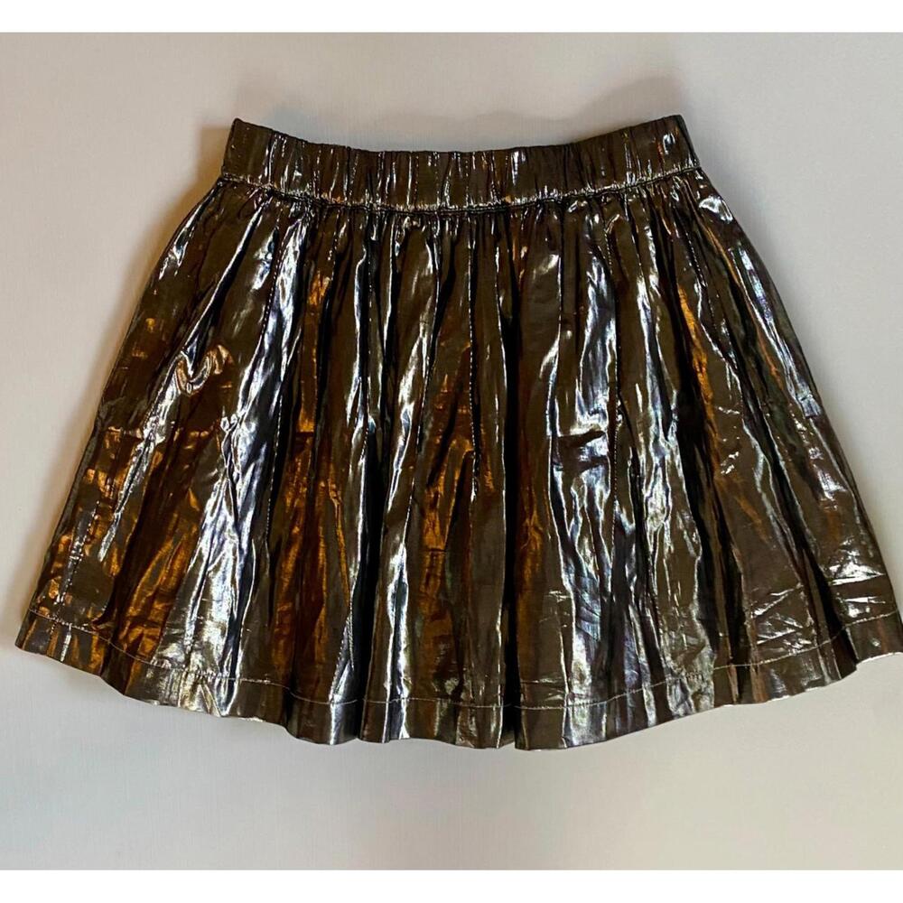 NWT Gap Kids Girls Bronze Metallic Lamé Mini Skirt Youth Size Medium 8 Lined - Picture 8 of 8